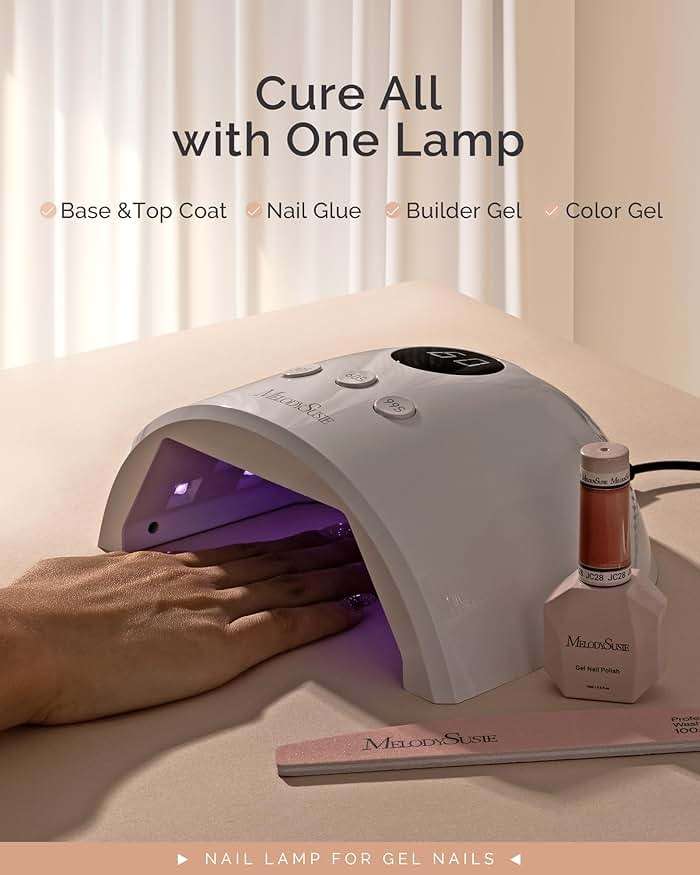 MelodySusie Compact Advanced UV LED Nail Lamp, P-Plus30F Nail Dryer with 3 Timers & Smart Sensor Cures All Gels, Especially Rhinestone Glue, Solid & Liner Gel Polishes for Advanced DIY at Home-White - Image 2