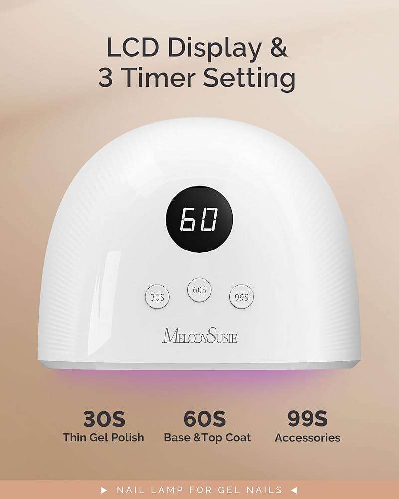 MelodySusie Compact Advanced UV LED Nail Lamp, P-Plus30F Nail Dryer with 3 Timers & Smart Sensor Cures All Gels, Especially Rhinestone Glue, Solid & Liner Gel Polishes for Advanced DIY at Home-White - Image 5