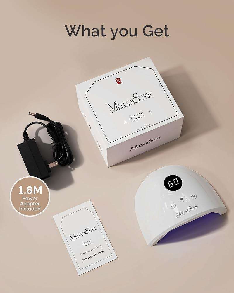 MelodySusie Compact Advanced UV LED Nail Lamp, P-Plus30F Nail Dryer with 3 Timers & Smart Sensor Cures All Gels, Especially Rhinestone Glue, Solid & Liner Gel Polishes for Advanced DIY at Home-White - Image 7