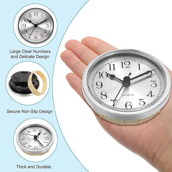 PATIKIL 3.5" 90mm Quartz Clock Insert, 2 Pcs Round Quartz Movement Miniature Clock Mini Arabic Numeral Clock Fit 78mm/3.1" Diameter Hole for Replacement Home, Silver Tone, Style 1 - Image 3