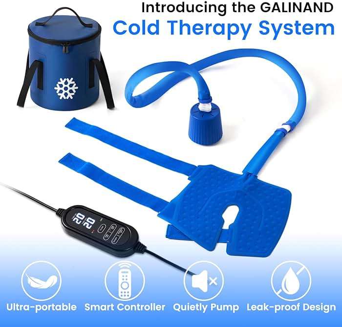 GALINAND Cold Therapy Machine, Ice Machine for Knee Care After-Surgery, Knee Replacement Recovery Equipment Aids Pack, Cryotherapy System w/Compression Wrap Pad for Ankle, Foot, ACL Relief - Image 2