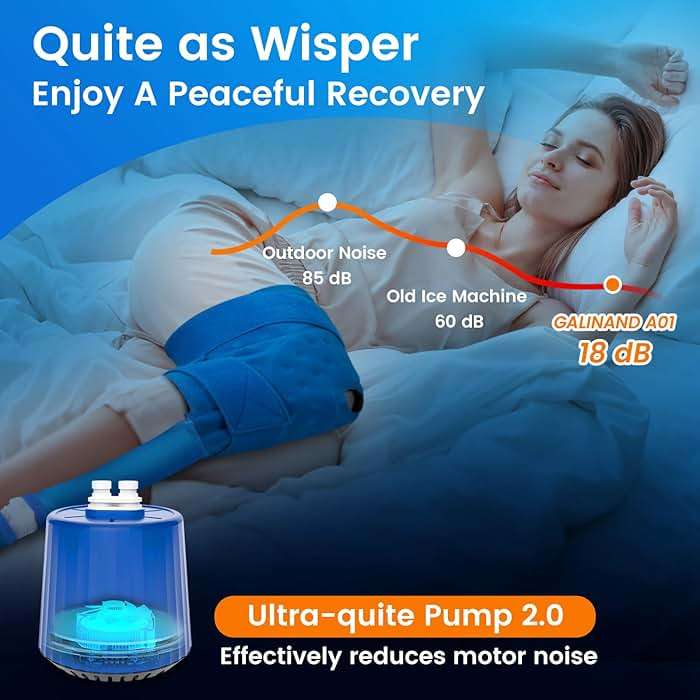 GALINAND Cold Therapy Machine, Ice Machine for Knee Care After-Surgery, Knee Replacement Recovery Equipment Aids Pack, Cryotherapy System w/Compression Wrap Pad for Ankle, Foot, ACL Relief - Image 3