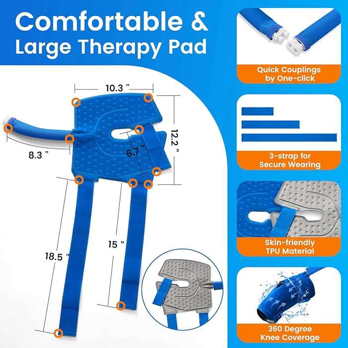 GALINAND Cold Therapy Machine, Ice Machine for Knee Care After-Surgery, Knee Replacement Recovery Equipment Aids Pack, Cryotherapy System w/Compression Wrap Pad for Ankle, Foot, ACL Relief - Image 6