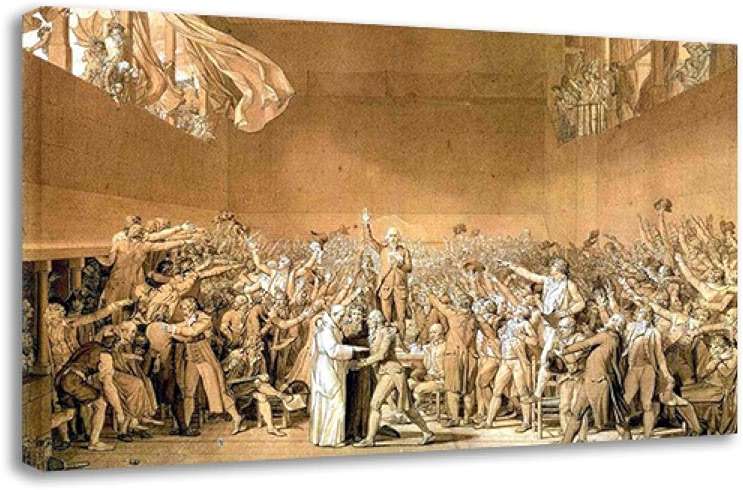 The Jeu de Paume Oath, Famous Wall Art, Oil Painting Reproductions, Modern Artwork On Canvas For Home,Classic Canvas Print Wall Decor 40x62cm Framed - Image 1