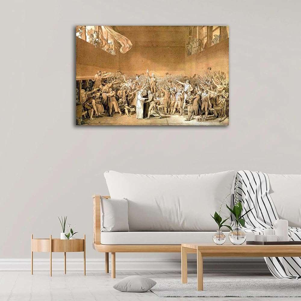 The Jeu de Paume Oath, Famous Wall Art, Oil Painting Reproductions, Modern Artwork On Canvas For Home,Classic Canvas Print Wall Decor 40x62cm Framed - Image 2