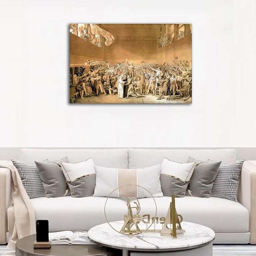 The Jeu de Paume Oath, Famous Wall Art, Oil Painting Reproductions, Modern Artwork On Canvas For Home,Classic Canvas Print Wall Decor 40x62cm Framed - Image 3