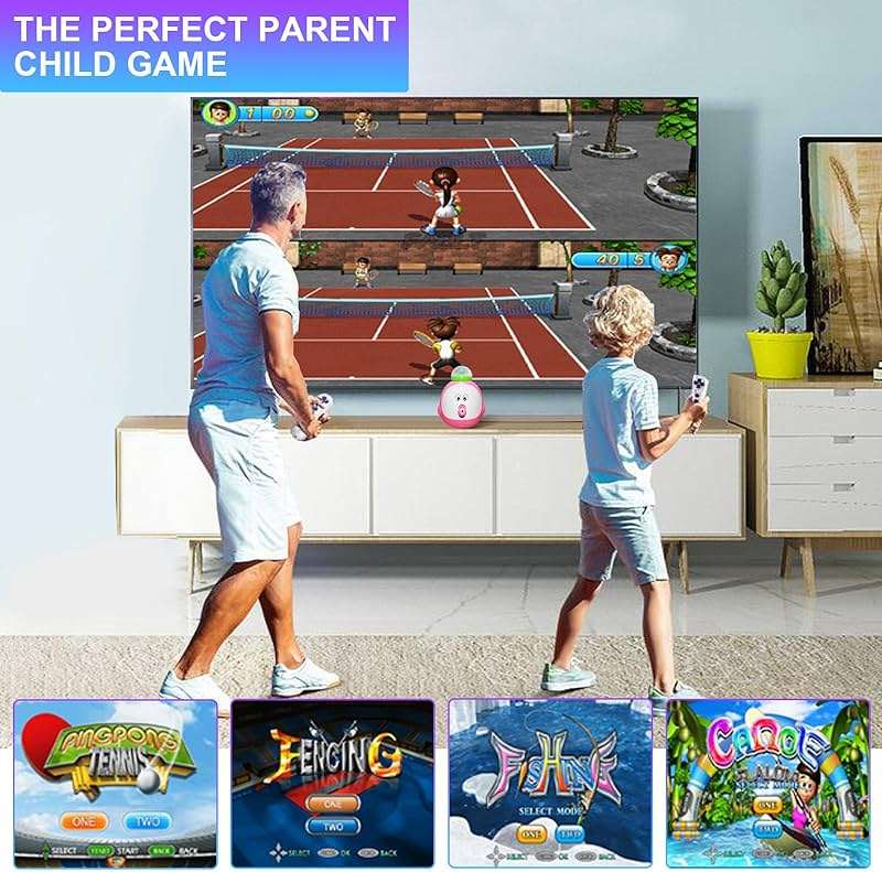 TV Game Console with 100+ Games, 2 Wireless Controllers, HDMI Plug & Play - Includes 30 Sportsgame & 17 AR Games - Birthday Christmas Xmas Gifts for Girls Boys , Age 3+ - Image 5