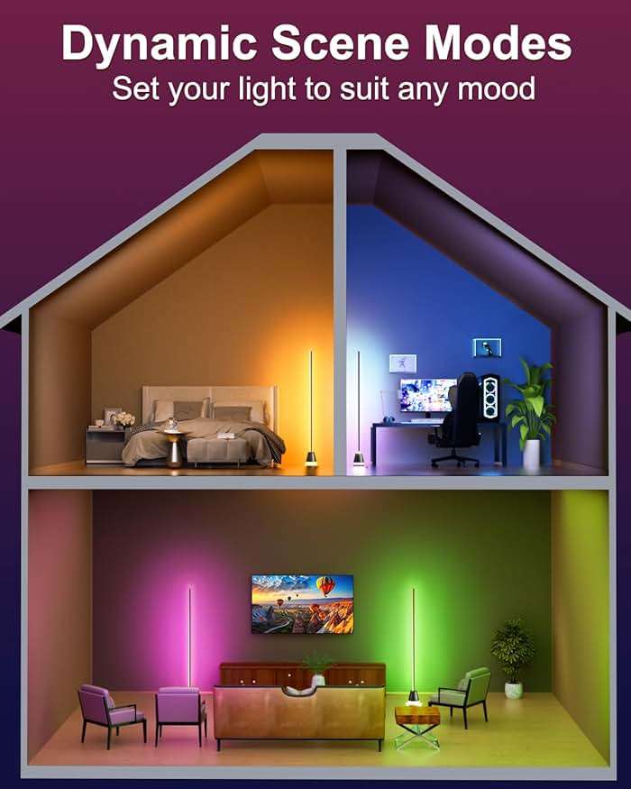 Keepsmile Smart RGB LED Corner Floor Lamp,172 LEDs Bright Standing Lamps for Living Room with APP and Remote,Modern Floor Lamp with Music Sync and 16 Million Colors, Ambient Lighting for Bedroom - Image 6