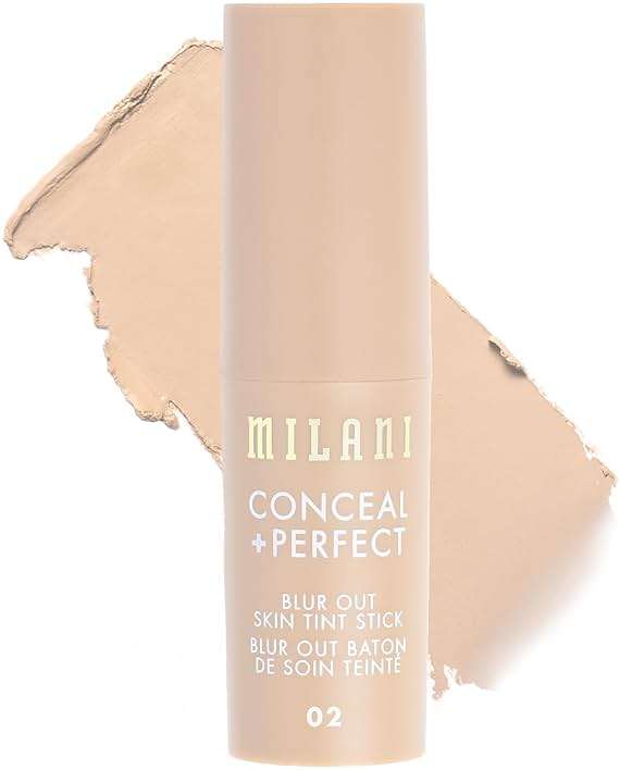 Milani Conceal + Perfect Blur Out Skin Tint Stick - Light to Medium Coverage Tinted Moisturizer Stick with Vitamin C & E - Soft Matte, Pore Blurring Natural Finish 02-Fair Neutral - Image 1