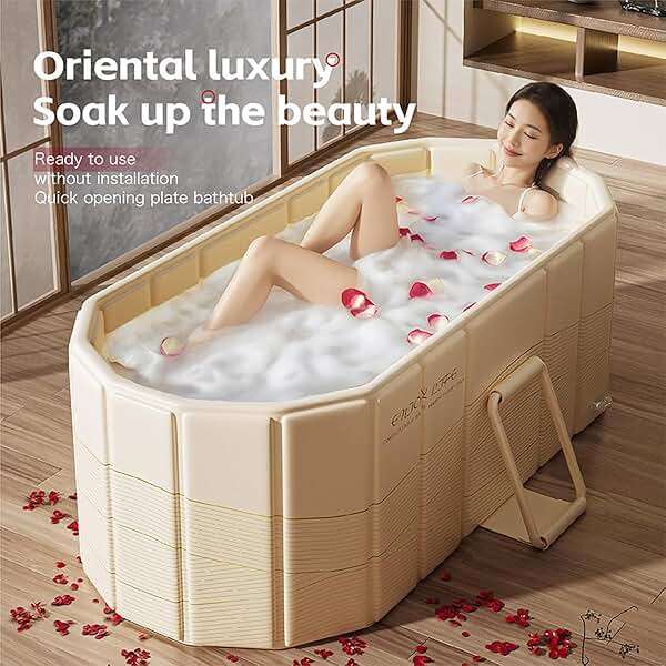 Foldable Bathtub for Adult Large 59'in Collapsible tub Portable Bathtub for Bathroom Folding SPA Tub for Shower Stall, Ideal for Small Spaces - Image 3