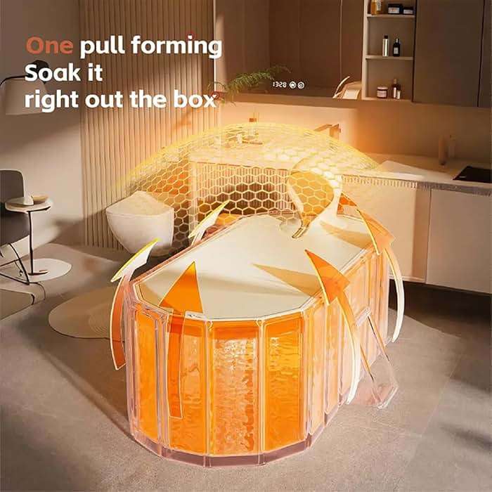 Foldable Bathtub for Adult Large 59'in Collapsible tub Portable Bathtub for Bathroom Folding SPA Tub for Shower Stall, Ideal for Small Spaces - Image 5