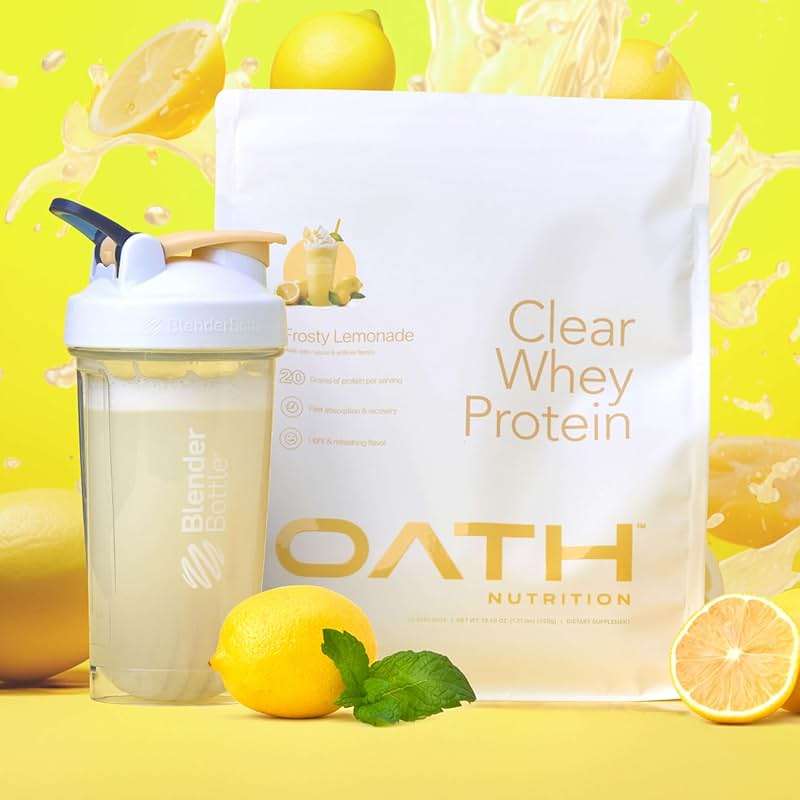Oath Nutrition Clear Whey Isolate Protein Powder, Frosty Lemonade, 20g Complete Protein per Serving, No Added Sugar, Grass-Fed, 18 Servings - Image 7