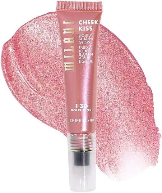 Milani Cheek Kiss Liquid Blush + Glow, Creamy 2-in-1 Blush for Cheeks and Highlighter Makeup for Dewy, Radiant Finish - 130 Dolce Pink - Image 1
