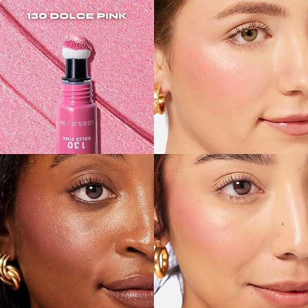 Milani Cheek Kiss Liquid Blush + Glow, Creamy 2-in-1 Blush for Cheeks and Highlighter Makeup for Dewy, Radiant Finish - 130 Dolce Pink - Image 2