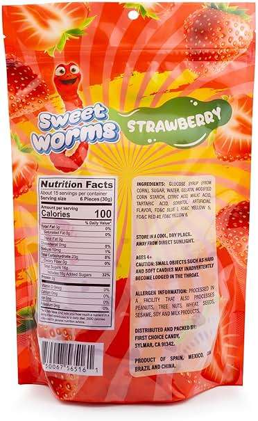 FirstChoiceCandy Sweet & Sour Gummy Worms, Multi Flavors and Solid Colors (1 Pound, Red Strawberry) - Image 2