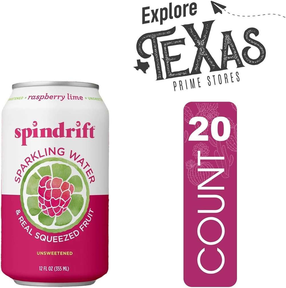 Spindrift 20- Pack of Raspberry Lime Sparkling Water & Real Squeezed Fruit 12 fl oz Can - Image 3