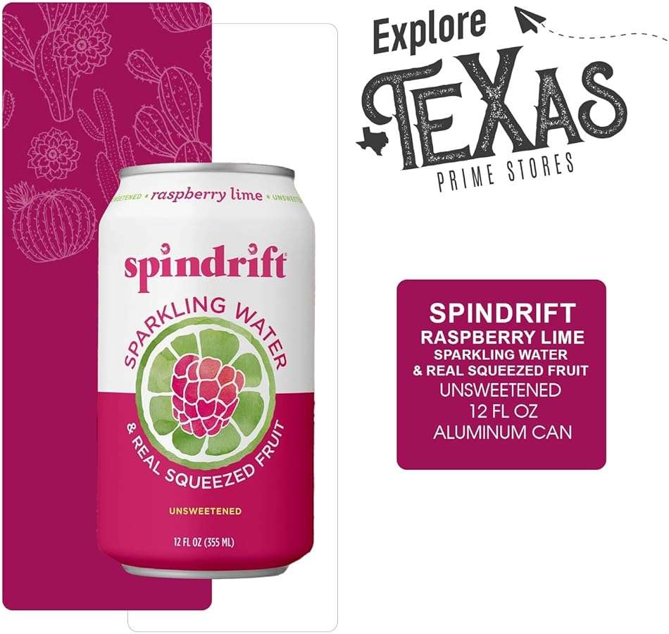 Spindrift 20- Pack of Raspberry Lime Sparkling Water & Real Squeezed Fruit 12 fl oz Can - Image 4