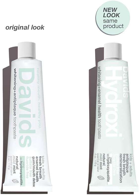 Davids Hydroxi Mild Mint Fluoride Free Nano Hydroxyapatite Toothpaste for Enamel Health & Whitening, Antiplaque, SLS Free, Kid Friendly Gentle Mint Flavor, 4 oz, Made in USA - Image 2