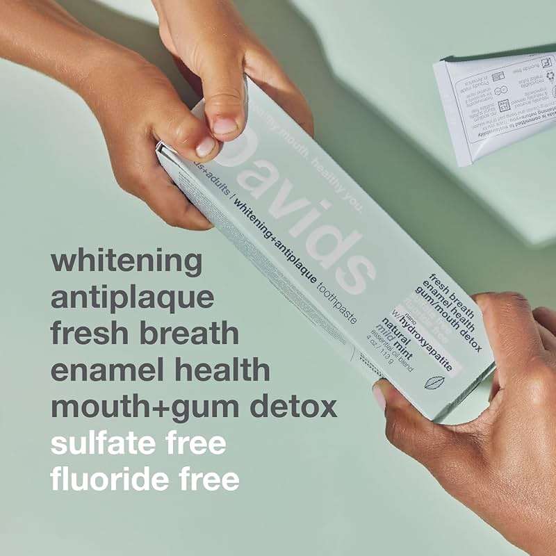Davids Hydroxi Mild Mint Fluoride Free Nano Hydroxyapatite Toothpaste for Enamel Health & Whitening, Antiplaque, SLS Free, Kid Friendly Gentle Mint Flavor, 4 oz, Made in USA - Image 6
