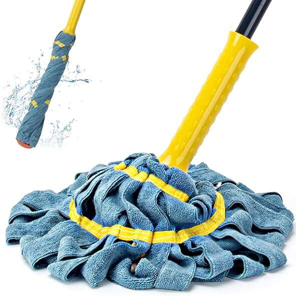 KeFanta Self-Wringing Twist Mop, Microfiber Cloth Wet Mops for Floor Cleaning, 57" Long Handle Floor Mop with Top Scouring Pad for Kitchen Hardwood Restaurant Bathroom Garages Warehouses Office - Image 1