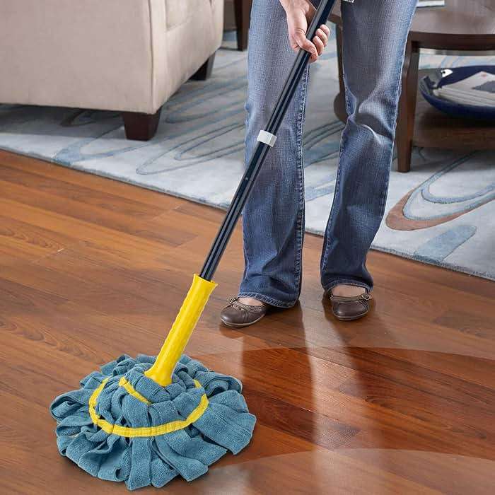 KeFanta Self-Wringing Twist Mop, Microfiber Cloth Wet Mops for Floor Cleaning, 57" Long Handle Floor Mop with Top Scouring Pad for Kitchen Hardwood Restaurant Bathroom Garages Warehouses Office - Image 2