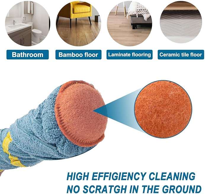 KeFanta Self-Wringing Twist Mop, Microfiber Cloth Wet Mops for Floor Cleaning, 57" Long Handle Floor Mop with Top Scouring Pad for Kitchen Hardwood Restaurant Bathroom Garages Warehouses Office - Image 4