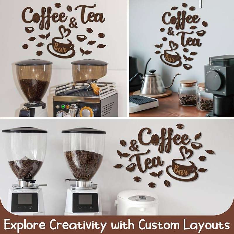 Woodamore Coffee And Tea Bar Sign - Coffee And Tea Signs For Cafe Station Decor, Farmhouse Cafe Sign For Bar Decorations, Wooden Letter Signs For Kitchen - Image 3