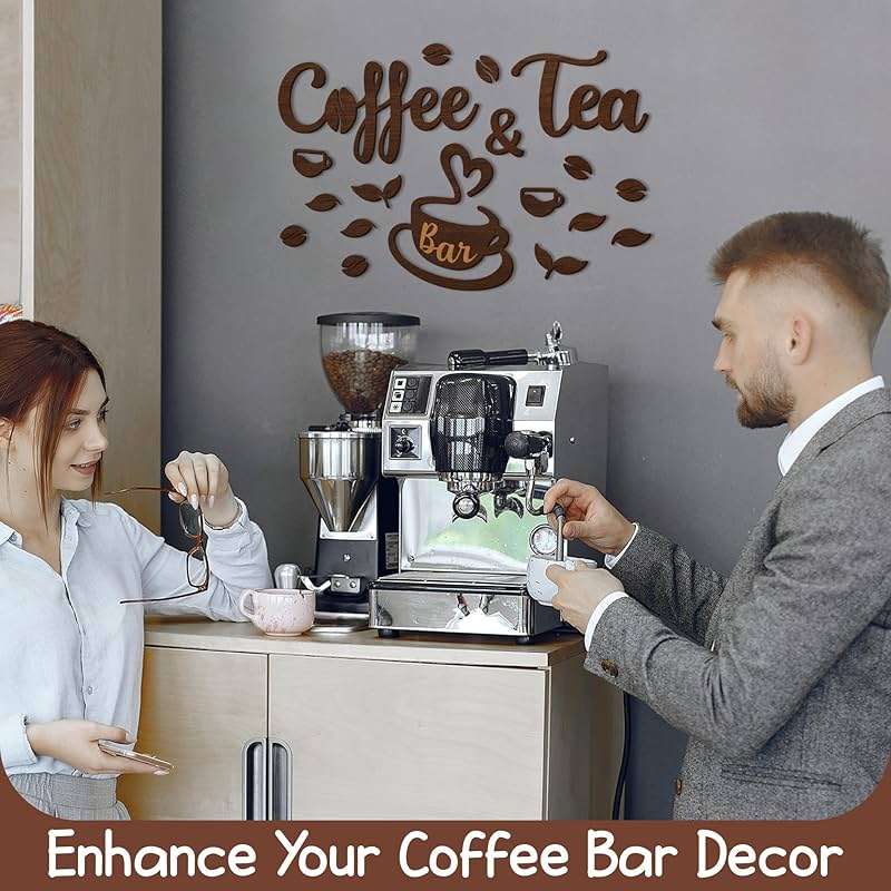 Woodamore Coffee And Tea Bar Sign - Coffee And Tea Signs For Cafe Station Decor, Farmhouse Cafe Sign For Bar Decorations, Wooden Letter Signs For Kitchen - Image 4