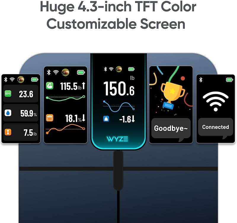 Wyze Scale Ultra, Smart Scale with 4.3" Color Display, Digital Bathroom Scale for Body Weight BMI Muscle Mass Composition, Wi-Fi & Bluetooth Body Fat Scale with Heart Rate, 400 lbs (Black) - Image 2
