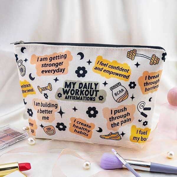 Gym Gifts for Women Workout Gifts for Women Gym Bag for Fitness Lovers Fitness Athletic Trainer Gift Workout Bag Daily Affirmations Makeup Bag Inspirational Mental Health Gift for Female - Image 2