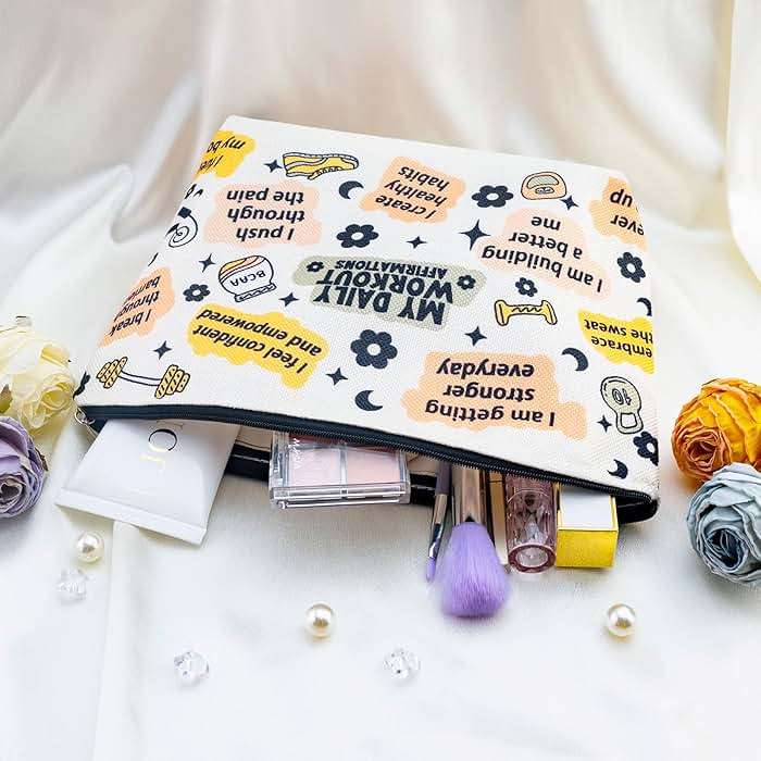 Gym Gifts for Women Workout Gifts for Women Gym Bag for Fitness Lovers Fitness Athletic Trainer Gift Workout Bag Daily Affirmations Makeup Bag Inspirational Mental Health Gift for Female - Image 3