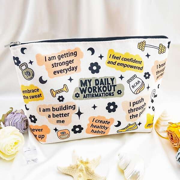 Gym Gifts for Women Workout Gifts for Women Gym Bag for Fitness Lovers Fitness Athletic Trainer Gift Workout Bag Daily Affirmations Makeup Bag Inspirational Mental Health Gift for Female - Image 4
