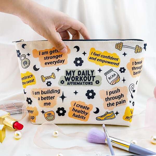 Gym Gifts for Women Workout Gifts for Women Gym Bag for Fitness Lovers Fitness Athletic Trainer Gift Workout Bag Daily Affirmations Makeup Bag Inspirational Mental Health Gift for Female - Image 7