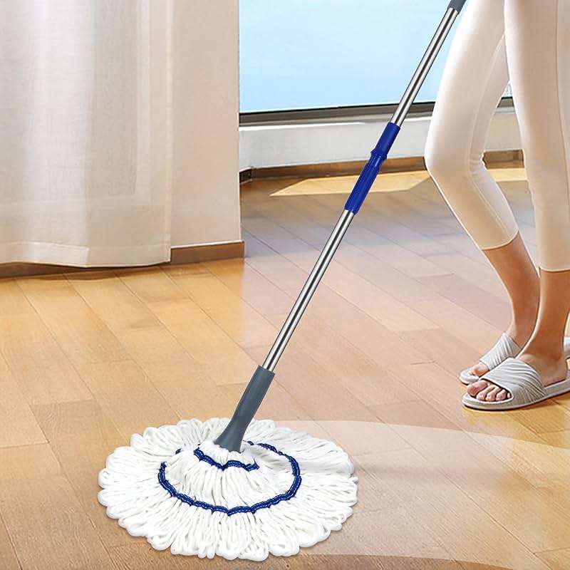 Silkyhose Self-Wringing Twist Mop Cotton Rotating Dry & Wet Mops with 2 Reusable Heads for Floor Cleaning Kitchen Bathroom Hardwood Vinyl Tile Laminate Household Office (White Style 2) - Image 2