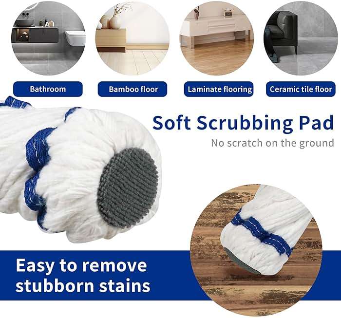 Silkyhose Self-Wringing Twist Mop Cotton Rotating Dry & Wet Mops with 2 Reusable Heads for Floor Cleaning Kitchen Bathroom Hardwood Vinyl Tile Laminate Household Office (White Style 2) - Image 4