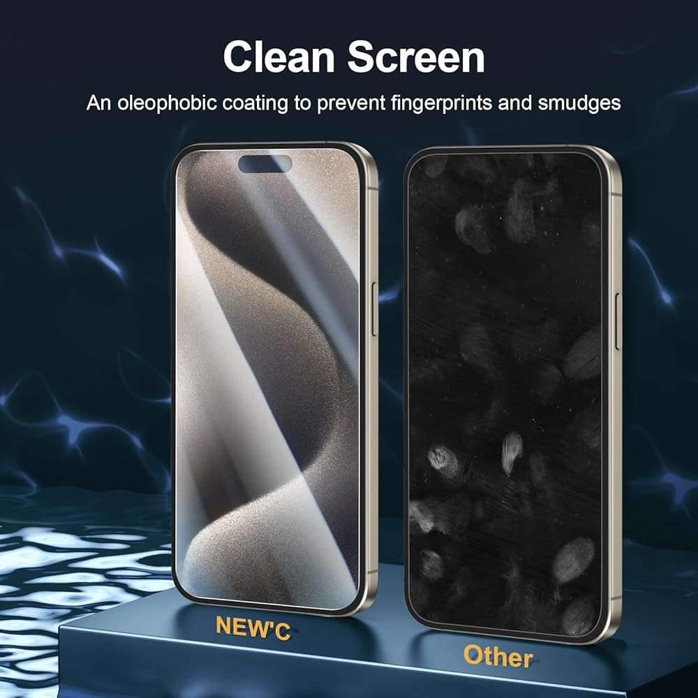 NEW'C 3 Pack Designed for iPhone 15 Pro Max Screen Protector (6.7 inches),Enhanced Tempered Glass Protection with easy installation tool included,Case Friendly Ultra Resistant - Image 5