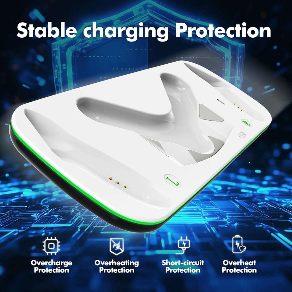 Charging Dock Compatible with Meta Oculus Quest 3/3S, VR Headset Controller Accessories, Charging Station with Closable LED Indicator, Magnetic Charging, Fast Charging, 2 Rechargeable Batteries - Image 6