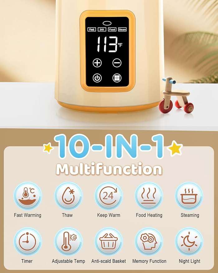 Bottle Warmer, Faster Heating Baby Milk Warmers for All Bottles with Accurate Temp Control Water Bath Tech and Auto Shut-Off, BPA-Free Multifunctional Bottle Warmer for Breastmilk and Formula - Image 6