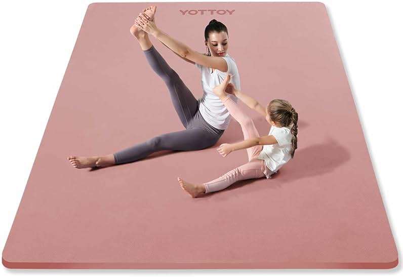YOTTOY Large Yoga Mat (75 * 52 * 1/2inch),Extra Wide TPE Exercise Mat,Non-Slip Workout Mat for Pilates, Fitness, Barefoot, Home Gym Studio with Strap and Towel - Image 1