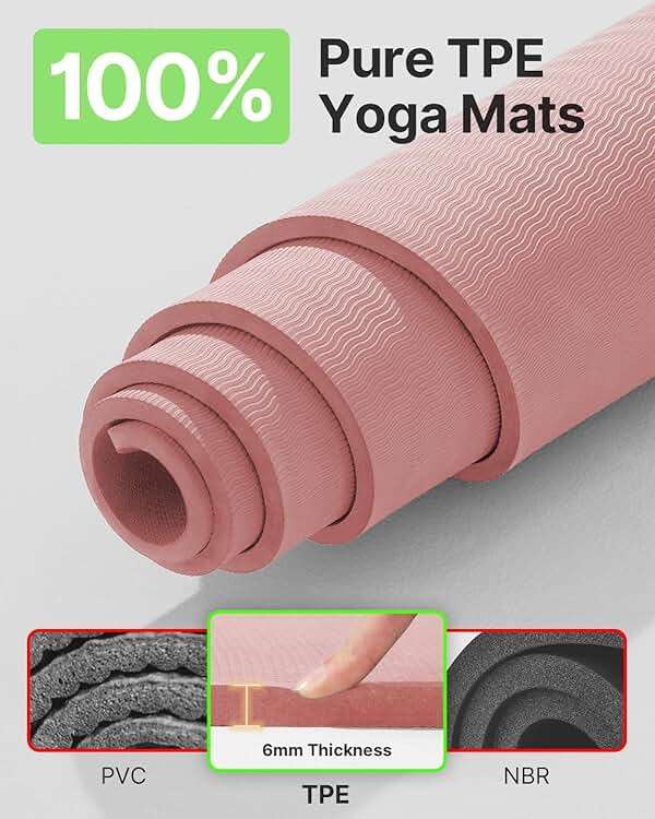 YOTTOY Large Yoga Mat (75 * 52 * 1/2inch),Extra Wide TPE Exercise Mat,Non-Slip Workout Mat for Pilates, Fitness, Barefoot, Home Gym Studio with Strap and Towel - Image 3