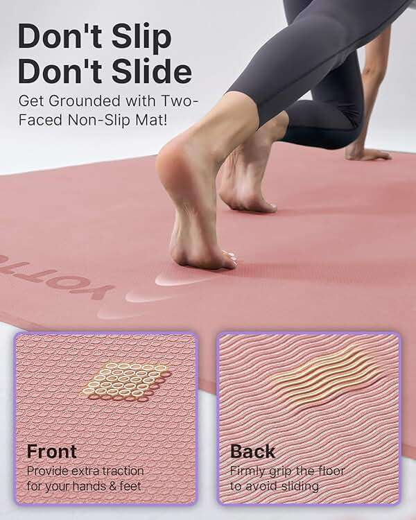 YOTTOY Large Yoga Mat (75 * 52 * 1/2inch),Extra Wide TPE Exercise Mat,Non-Slip Workout Mat for Pilates, Fitness, Barefoot, Home Gym Studio with Strap and Towel - Image 4
