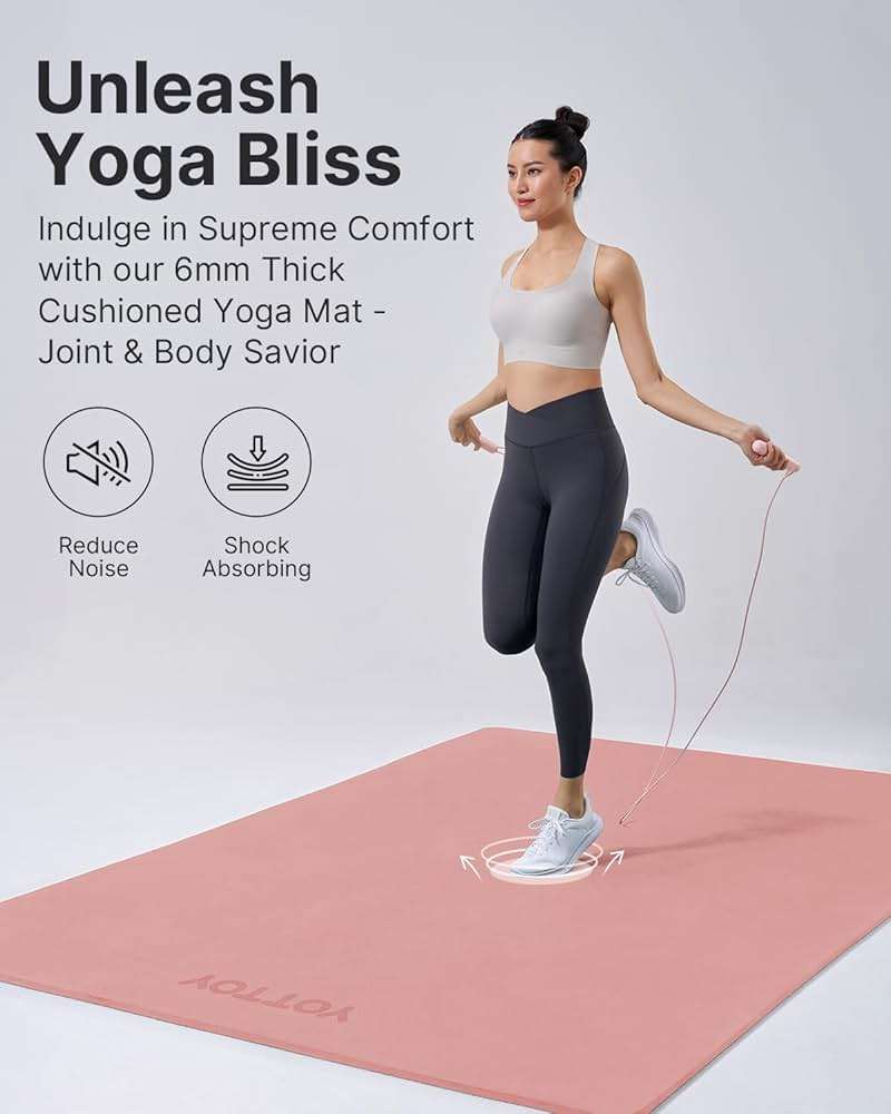 YOTTOY Large Yoga Mat (75 * 52 * 1/2inch),Extra Wide TPE Exercise Mat,Non-Slip Workout Mat for Pilates, Fitness, Barefoot, Home Gym Studio with Strap and Towel - Image 7