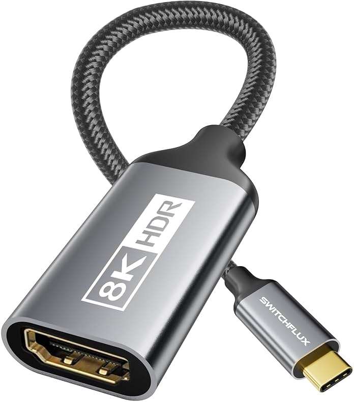 SWITCHFLUX USB-C to HDMI 2.1 Adapter | 8K@60Hz,4K@144Hz,2K@165Hz High-Speed USB Type C 3.1 to HDMI 8K Converter [Thunderbolt 3/4 Compatible] for MacBook Pro/Air,iPad, Other USBC Laptops - Image 1