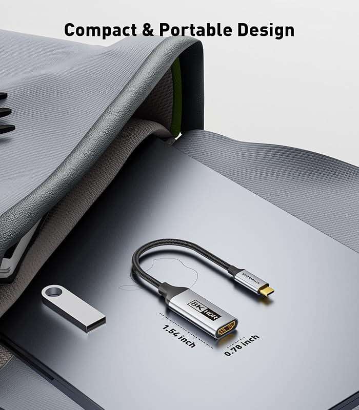 SWITCHFLUX USB-C to HDMI 2.1 Adapter | 8K@60Hz,4K@144Hz,2K@165Hz High-Speed USB Type C 3.1 to HDMI 8K Converter [Thunderbolt 3/4 Compatible] for MacBook Pro/Air,iPad, Other USBC Laptops - Image 6