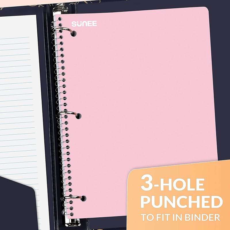SUNEE Spiral Notebooks, 6 Pack, 1-Subject, College Ruled Paper, 8" x 10-1/2", 70 Sheets per Notebook, Assorted Pastel Colors Spiral Notebooks for School - Image 6