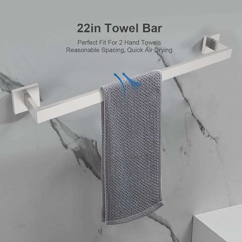 5-Piece Brushed Nickel Bathroom Hardware Set, Wall Mounted Thickened 304 Stainless Steel Towel Holder Set, Featuring 23.6" Towel Bar, Hand Towel Rack, Toilet Paper Holder, and 2 Towel Hooks - Image 4
