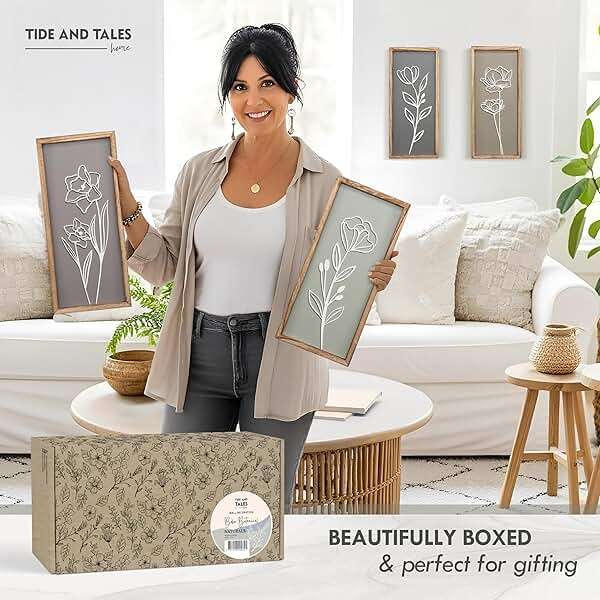 3D Wooden Floral Bathroom Wall Decor (Set of 4) Lightweight, Ready-to-Hang Framed Wall Art For Living Room, Bedroom, or Office - Premium Boho Botanical Farmhouse Decorations - Gift-Boxed - Image 5