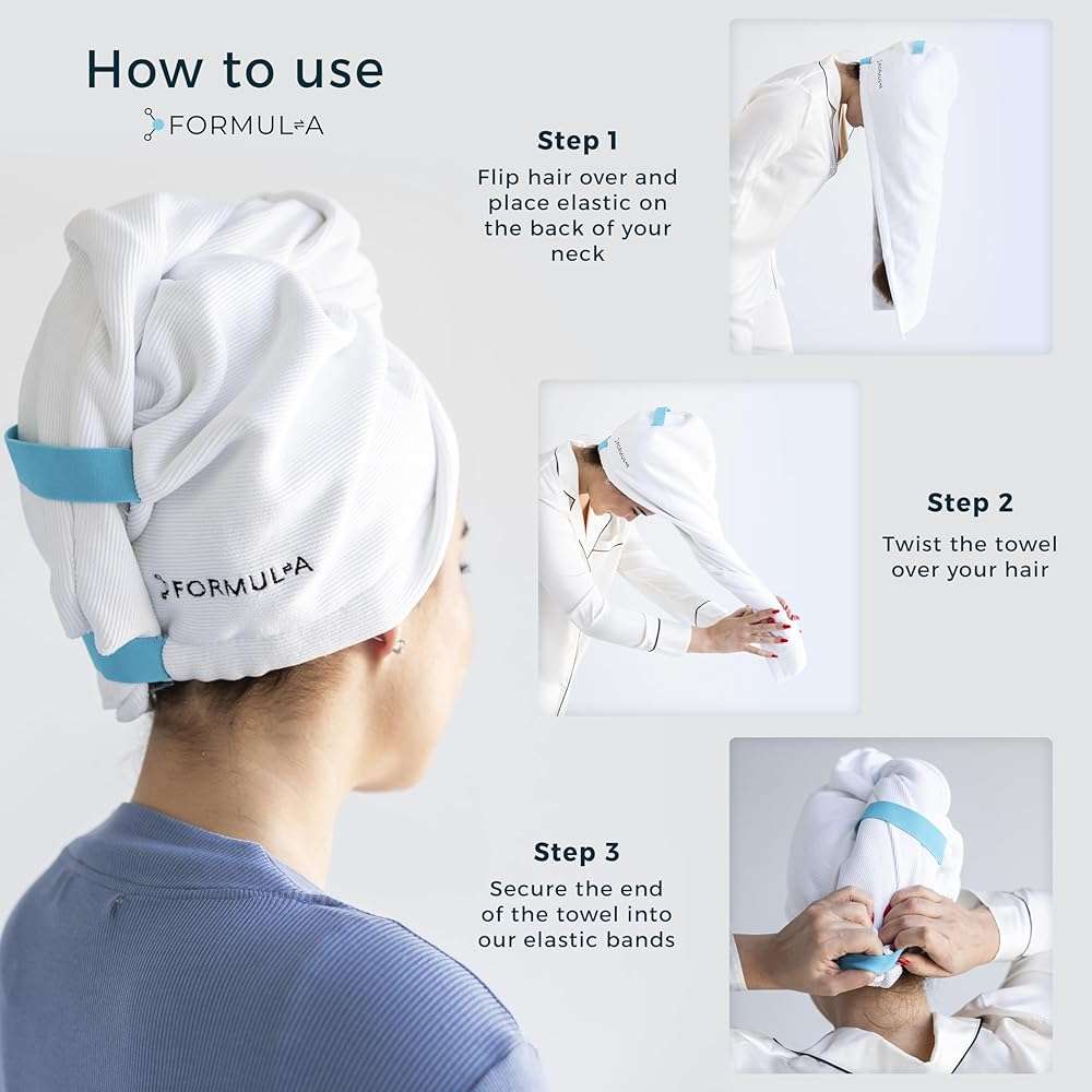 FORMUL-A Microfiber Hair Towel Wrap for Women – Anti Frizz Towel - Fast Hair Drying Towel Wrap – Hair Care Products – Hair Plopping Wrap Towel – Hair Turban for Wet Hair – Super Absorbent - Image 3