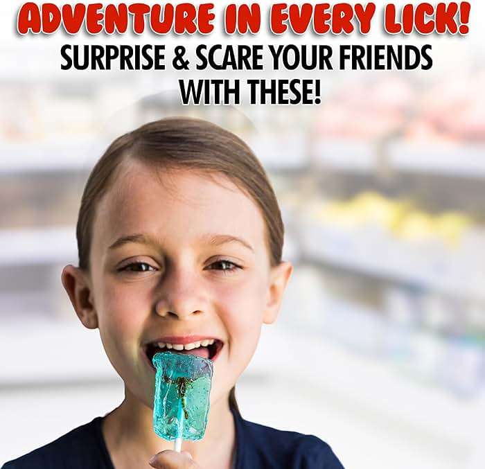 HotLix Insect Lollipops (4-Pack) | Includes Scorpion, Worm, Ants, Cricket | Bug Candy Suckers Individually Wrapped | Bug Lollipops with Real Edible Insects | Weird Candy Pack - Image 5