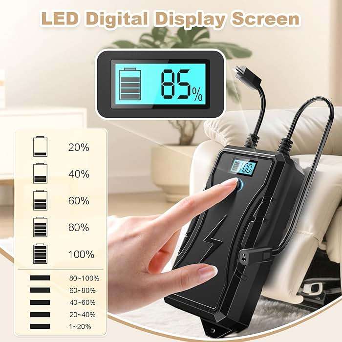 SWANPOW Battery Pack for Reclining Furniture, 2500mAh Universal Recliner Battery Pack Rechargeable with LED Display for 2-Pin Electric Recliner, Sofa, Lift Chair, Couch, Motion Furniture - Image 5